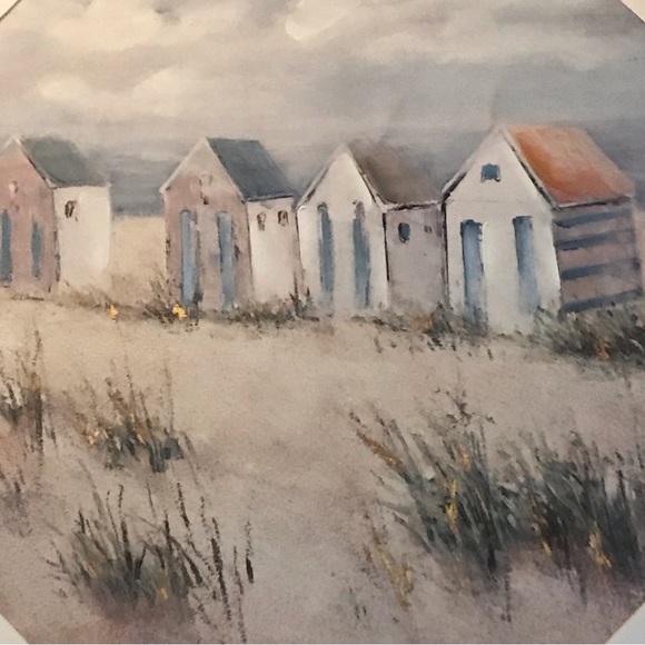 Beach House Scene Mounted Cavas Oil Painting on Print NWT - Picture 2 of 5